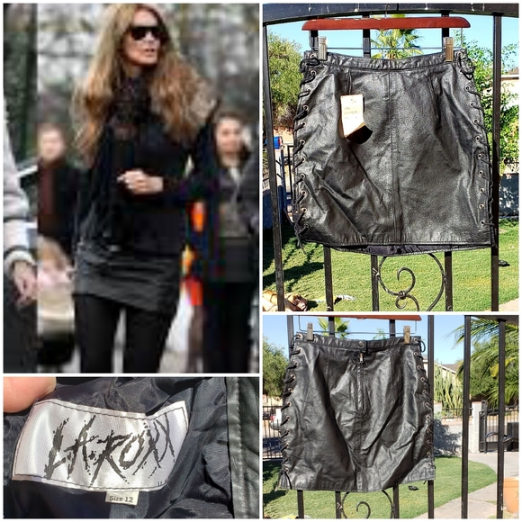 VNTG 80's LA ROXX Leather Skirt - Picture 1 of 3